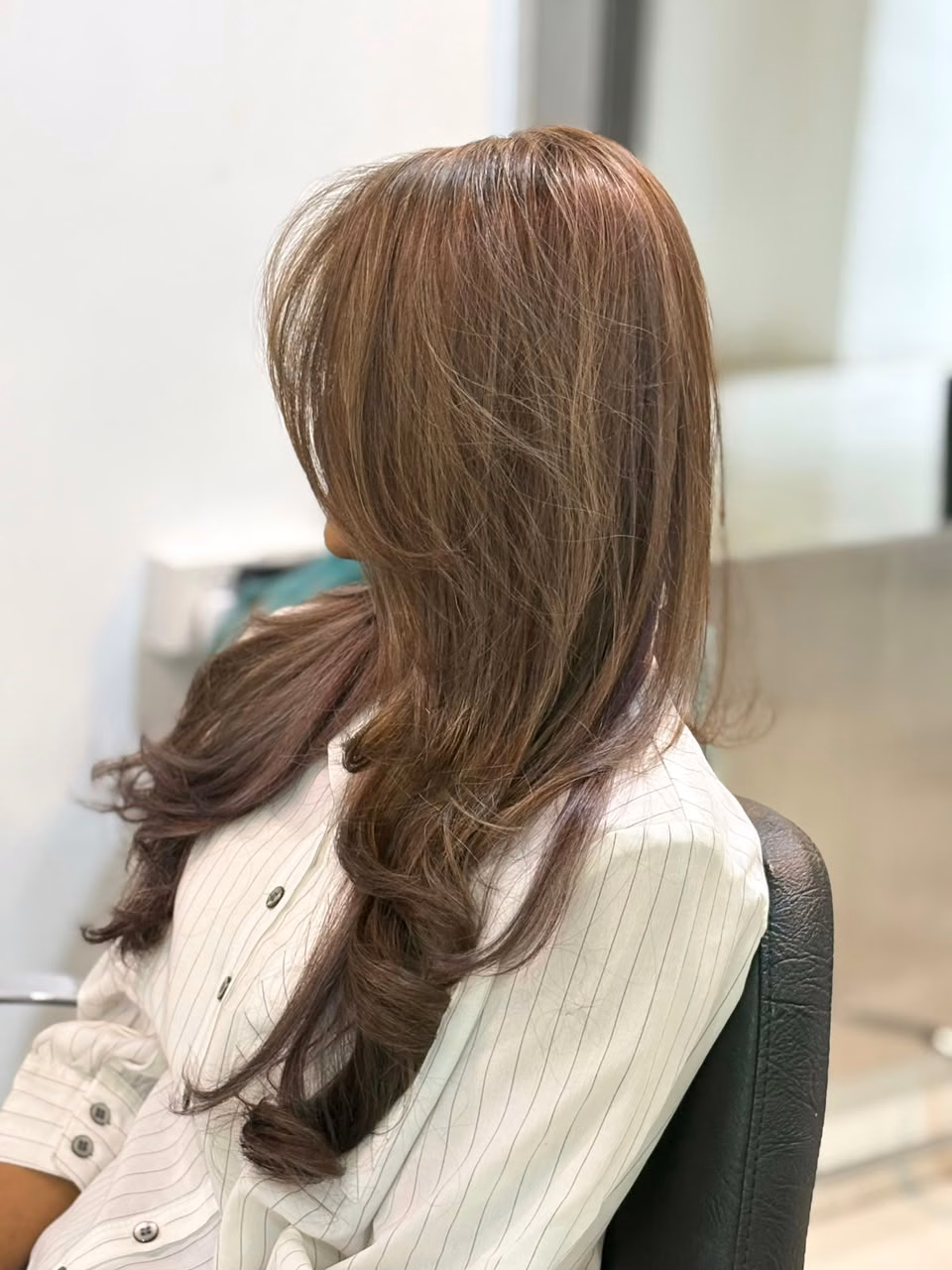 A long layered haircut created at Salon Nayana in Bangalore