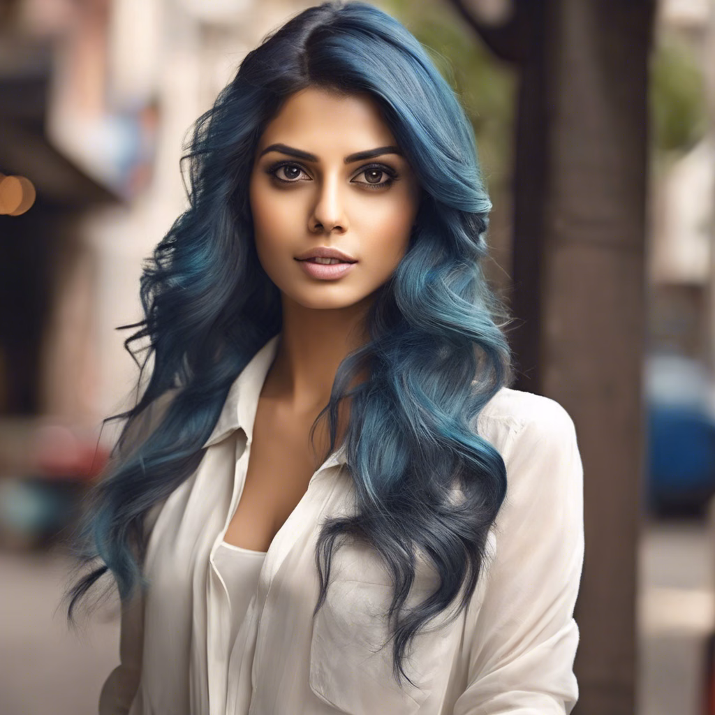 Portrait of a woman with colorful hair